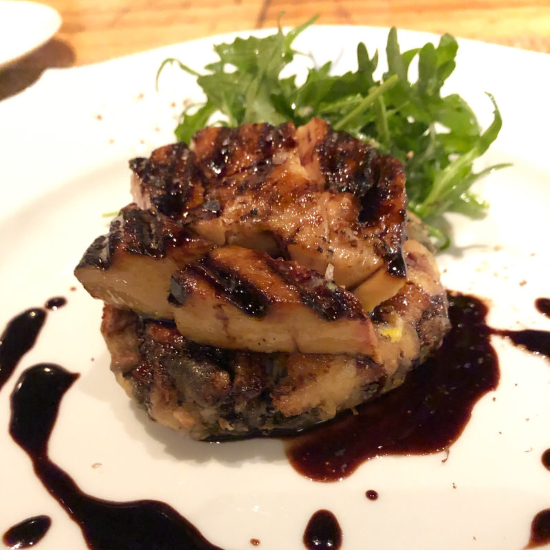 子持ち鮎のガレット  フォアグラとバルサミコ(au deco )