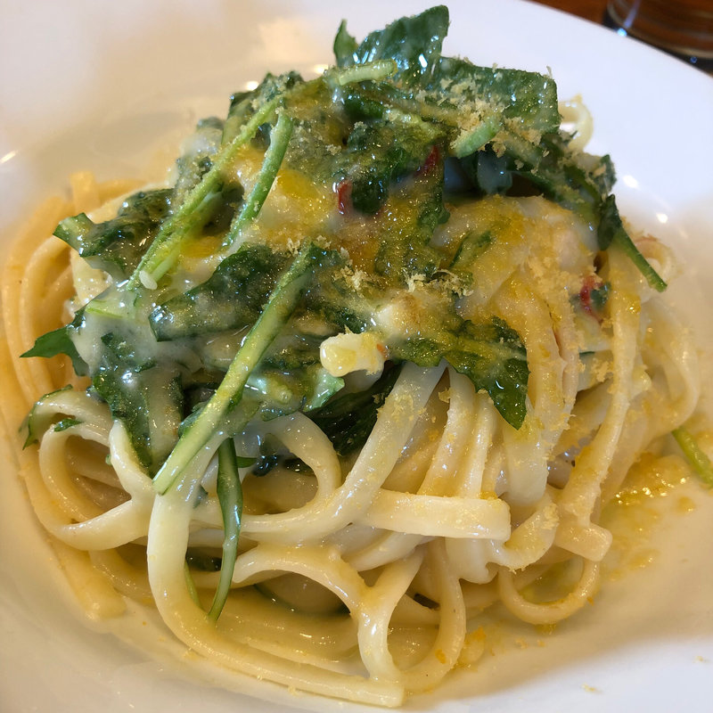 カラスミと豆苗のペペロンチーノ(ワインダイニング 「街角グラス」 町田)