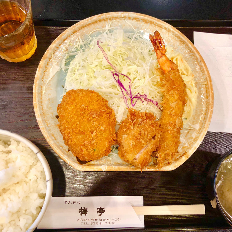 ミックス （ヒレカツ、海老フライ、野菜コロッケ）(梅亭)