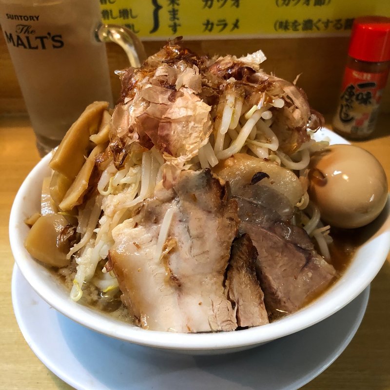 ラーメン小　メンマ　野菜増し　カツオバカ増し(笑福○わ)