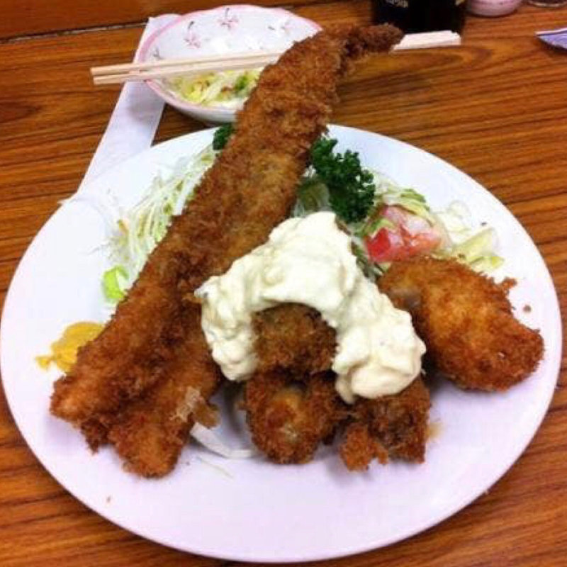穴子ホタテかきフライ定食(とんかつ八千代 豊洲市場)