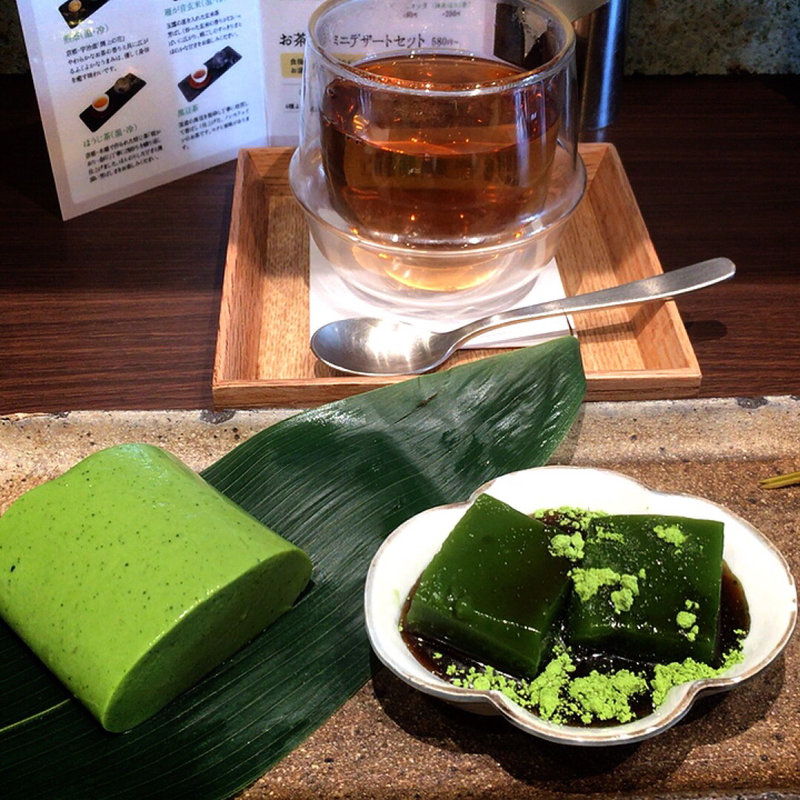 抹茶わらび餅と葛ねり お茶セット(林屋茶園 目黒店)