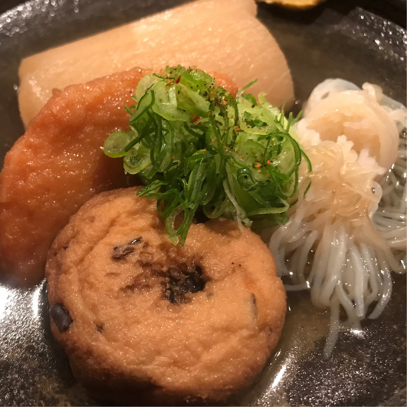 だいこん、糸コン、ひろうす、生姜天(おでんムロ)