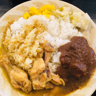 チキンとビーフのあいがけ(辛口飯屋 森元 )