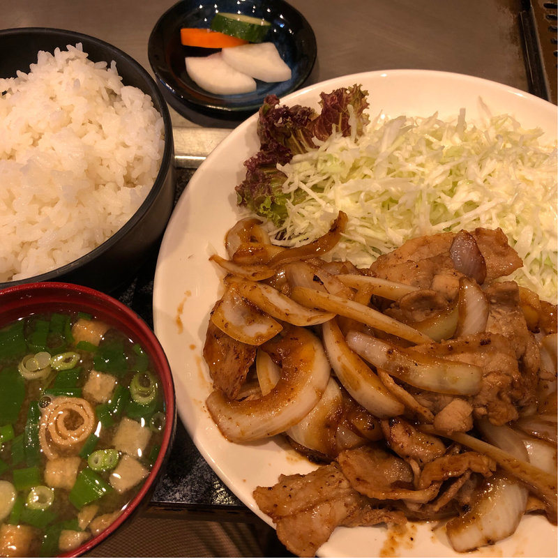 豚生姜焼き定食(花茶栗)