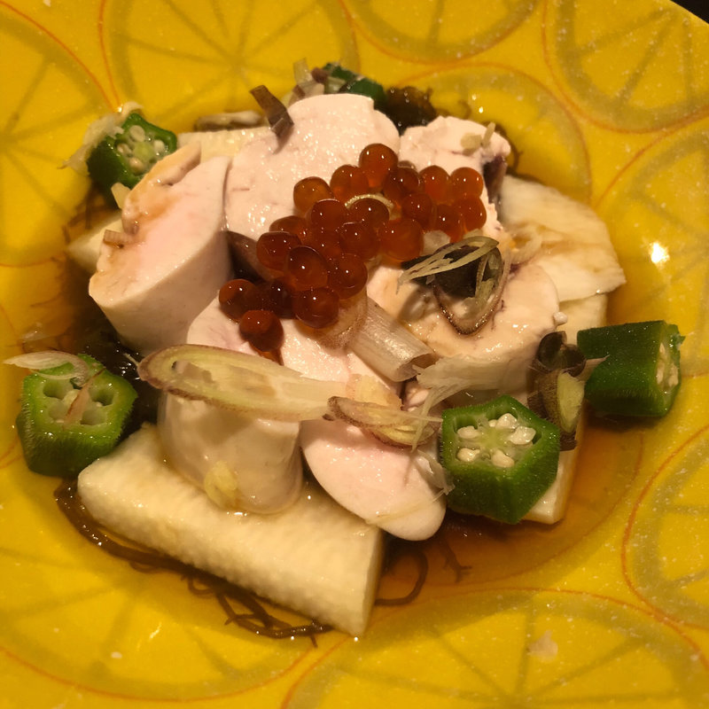 鮭の白子とネバネバ'sのポン酢(居酒屋せっちゃん)