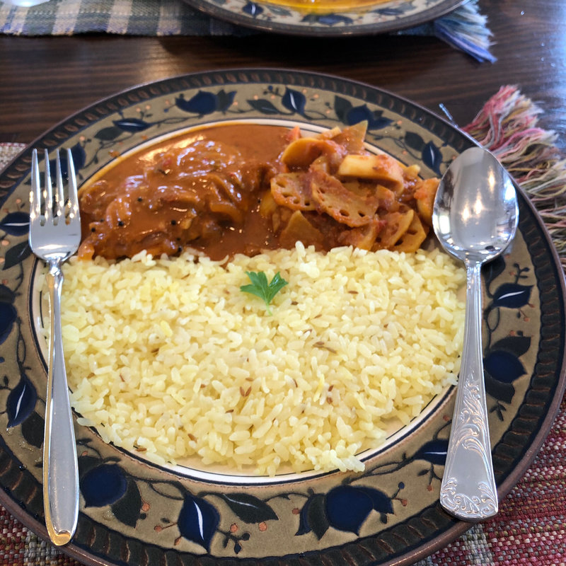 南インドフィッシュカレーと北インド根菜カレー(Cafe茶論 （カフェ サロン）)