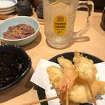 天ぷら3種&塩辛