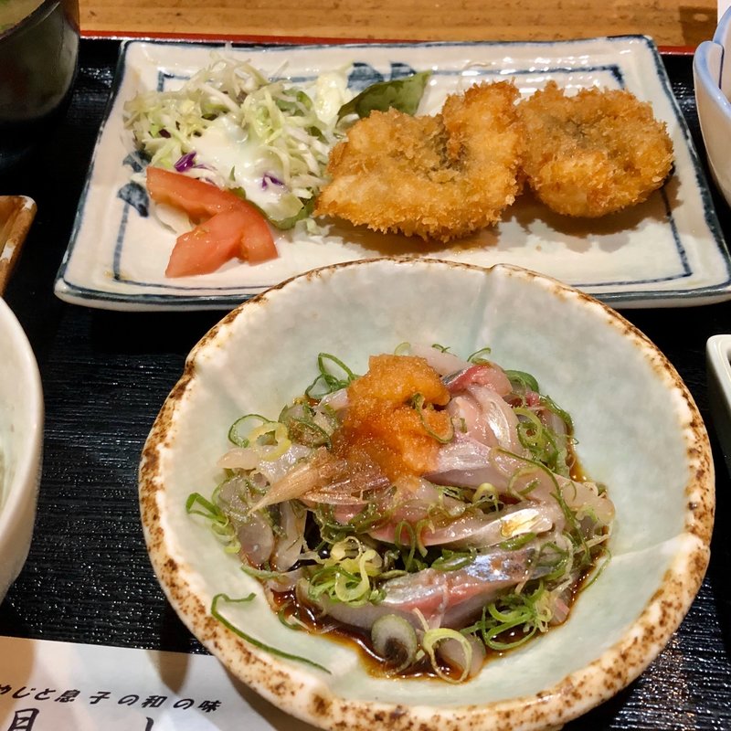 平アジのタタキとハモフライ(月山 )