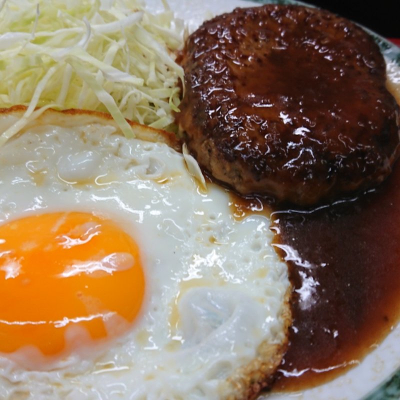 ハンバーグ定食(さか本そば店)