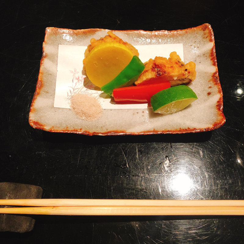 椎茸のはさみ揚げ(寿司はせ川西麻布店)