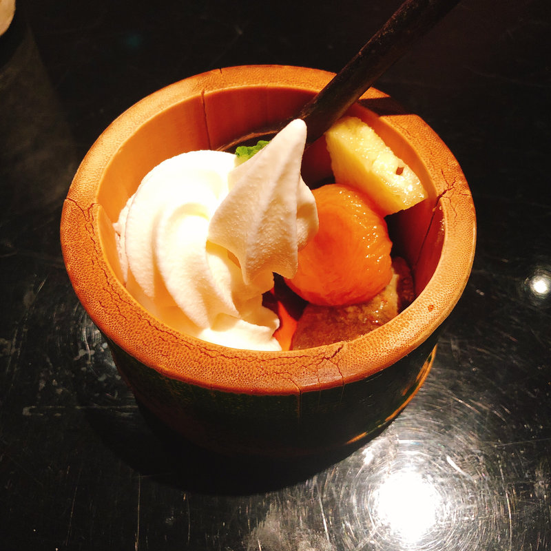 ソフトクリームとわらび餅(寿司はせ川西麻布店)