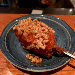 厚揚げ麻婆あんかけ（串揚げ）(串揚げ ふくみみ)
