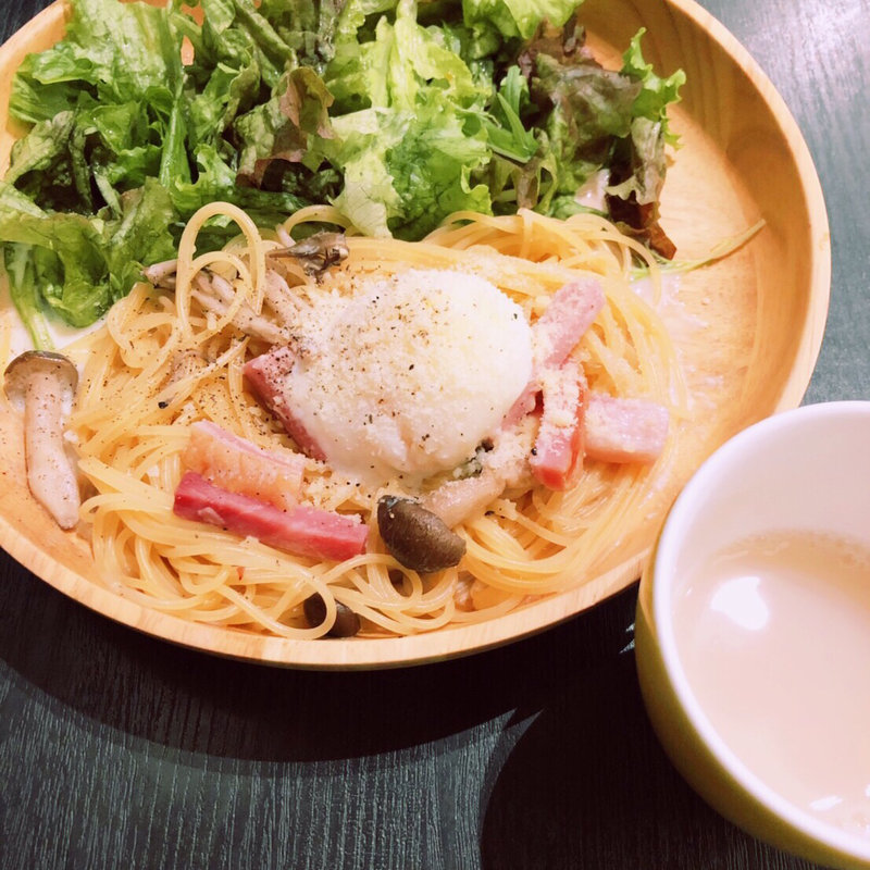 豆乳クリームカルボナーラ  ドリンク＆スープセット(カフェ トゥーフク （CAFE TO;FUKU）)