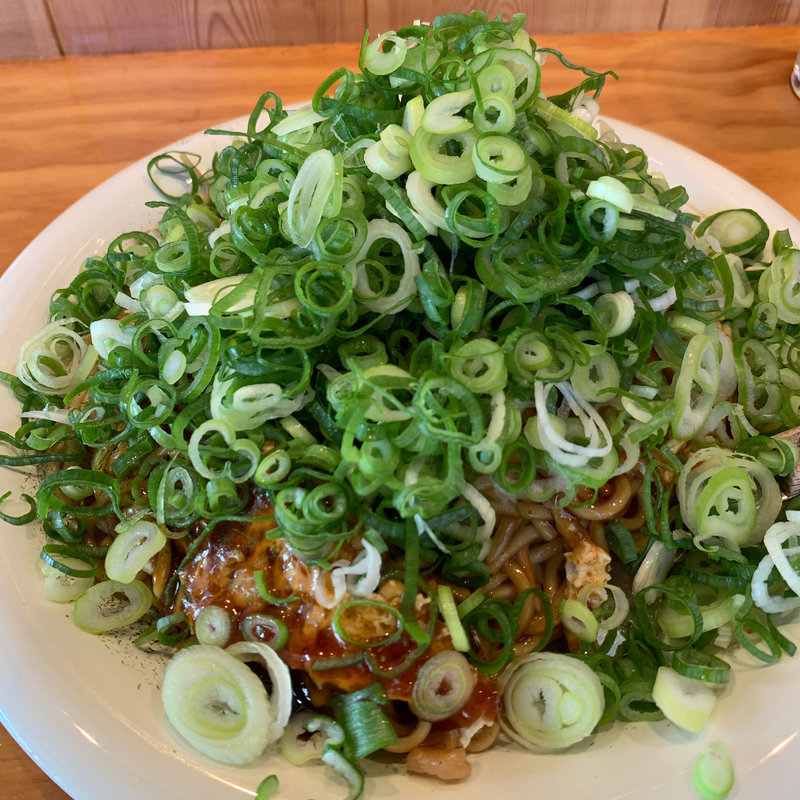 肉玉そば 広島産ネギトッピング(広島お好み焼 鉄板焼き みかづき )