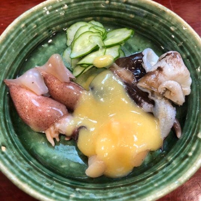 鳥貝、小柱、蛍烏賊の酢味噌和え(鮨 一條)