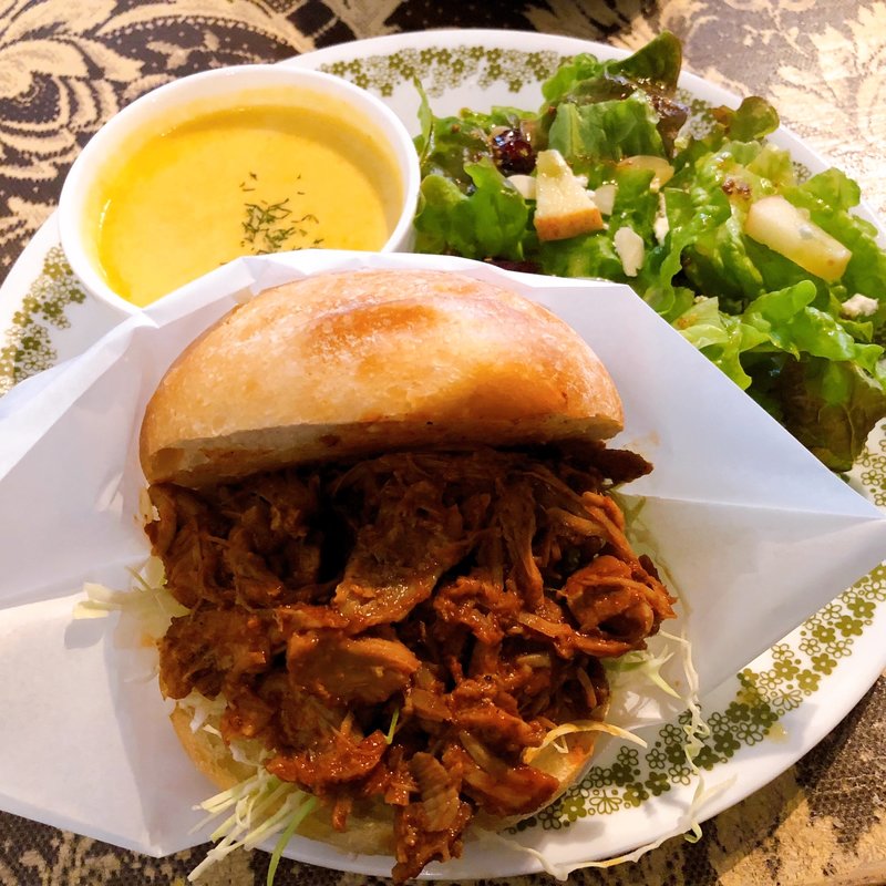 バーベキューポークサンドプレート(キュリオ エスプレッソ ヴィンテージ デザイン )