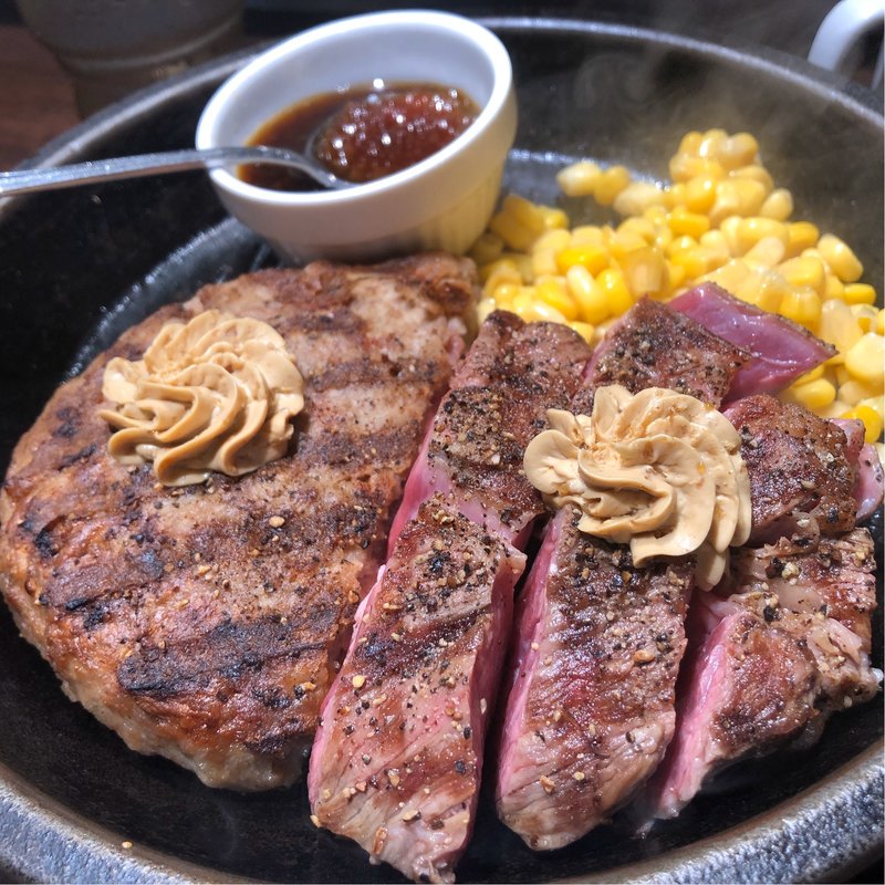 ワイルドステーキハンバーグコンボ(いきなりステーキ 新橋日比谷口店)