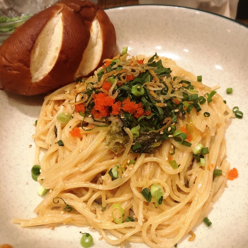明太子と高菜とじゃこのパスタ(WIRED CAFE 上野店)