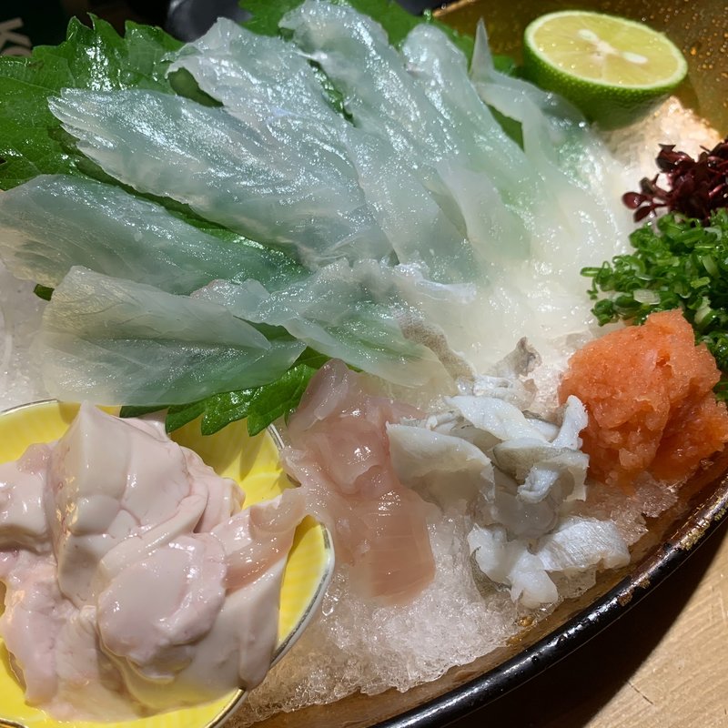 カワハギの造り(すしの助 肥後橋店)