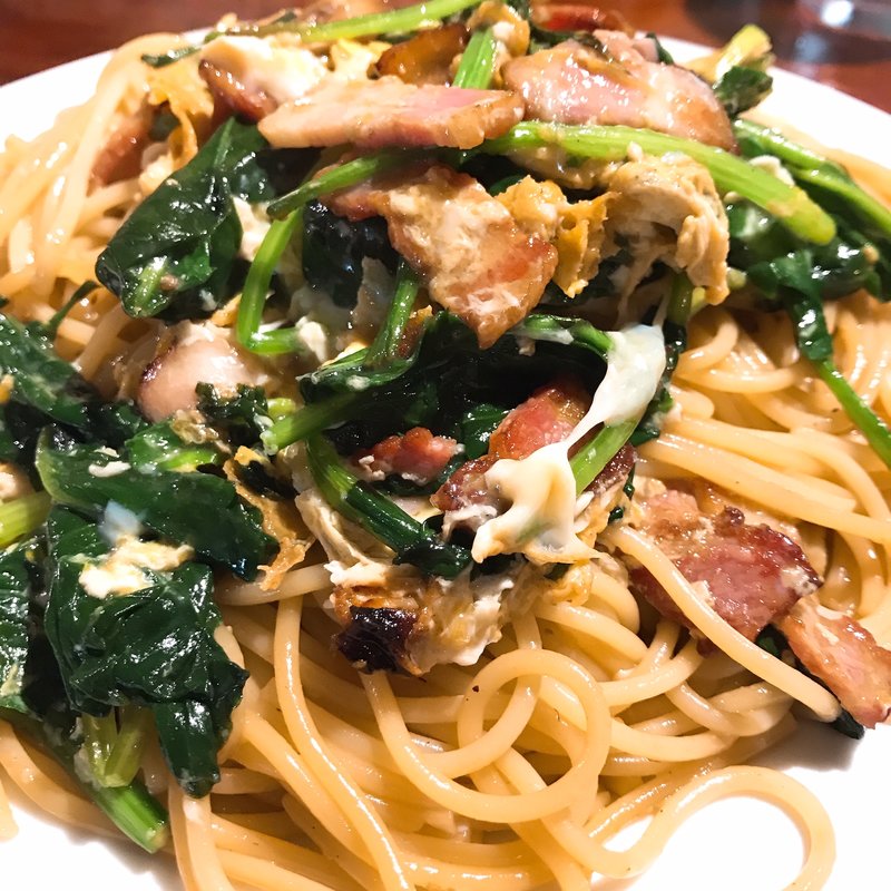 ベーコンとタマゴとホーレンソー(SPAGO)