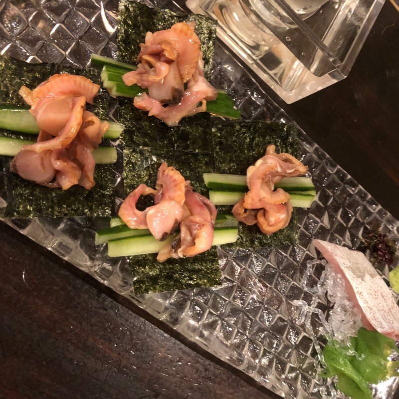 赤貝ひもQ 寒鰤(日欧酒場 神のよだれ 町田店)