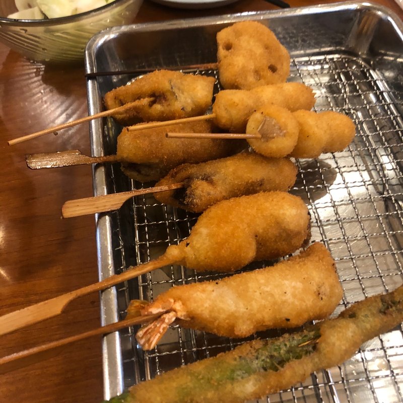 ウズラ えび アスパラ、他(近江屋 別館)