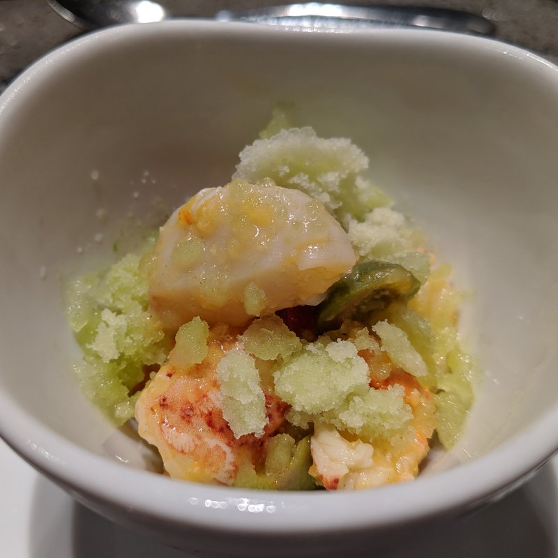 オマール海老、ホタテ、セロリのグラニテ(ete)