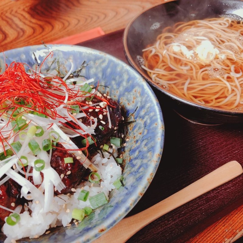 鴨つくね丼セット(茅ヶ崎 そば処 榮家)