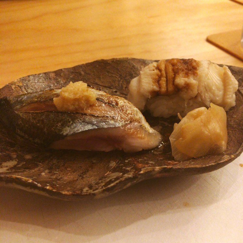 秋刀魚と穴子の握り(みな都)