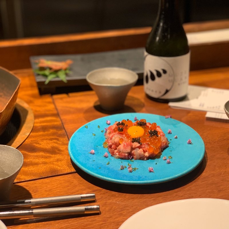 白海老のユッケ(しゃぶしゃぶKINTAN 表参道店)