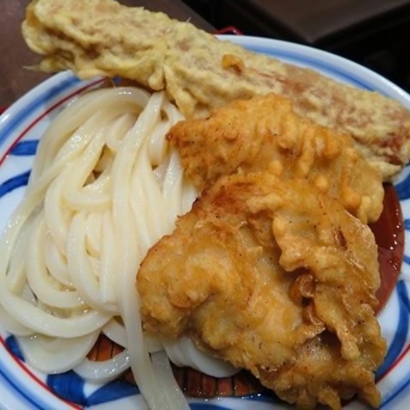 とり天ちくわざるうどん(つくもうどん 塩小路本店)