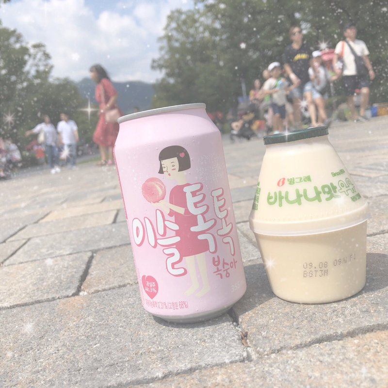 桃のお酒とバナナミルク(コンビニ)