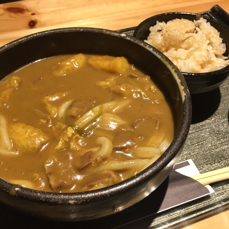 カレーうどん+炊き込み御飯(千 （せん）)