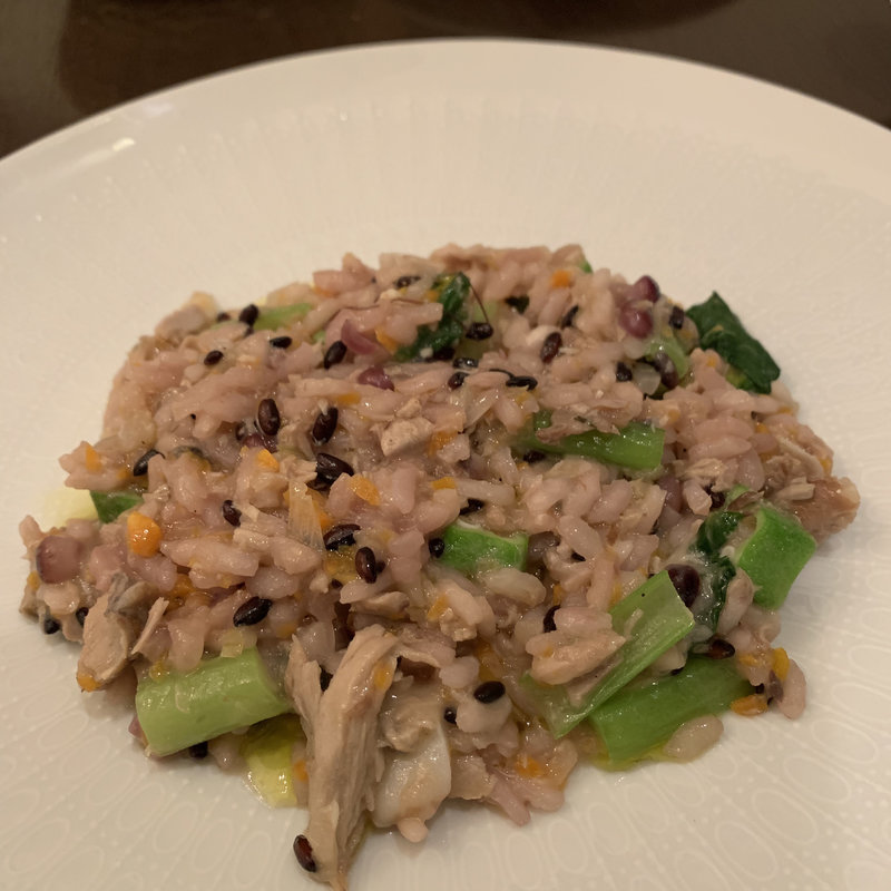 魚介とハーブ、小松菜、オクラのリゾット(アンブレラ )