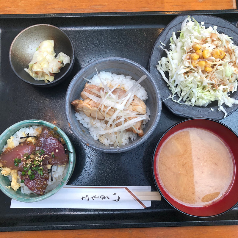 はーふ戻りガツオの漬け丼&朝鶏丼(ムーン)