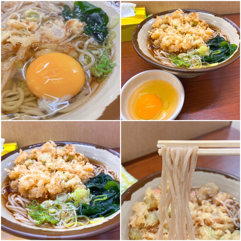 温そば ＋ 特選かきあげ ＋ 生卵(立ち食いそば 曙)