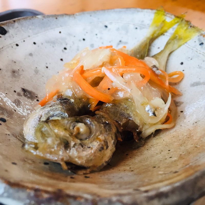 豆鯵の南蛮漬け（天然鮎の塩焼き定食）(湯峠茶屋)