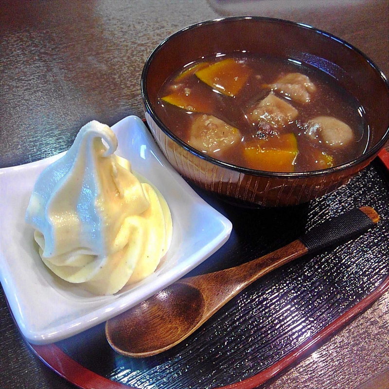 そばがき汁粉(そば正五郎 道の駅分店)