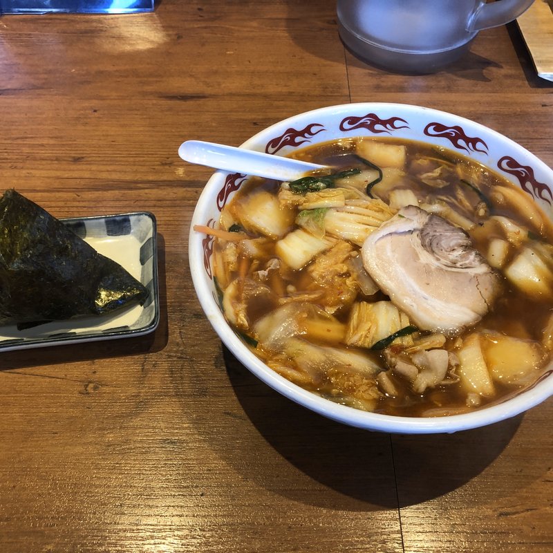 野菜増しスタミナラーメン＋チャーマヨおにぎり(丸福ラーメン)
