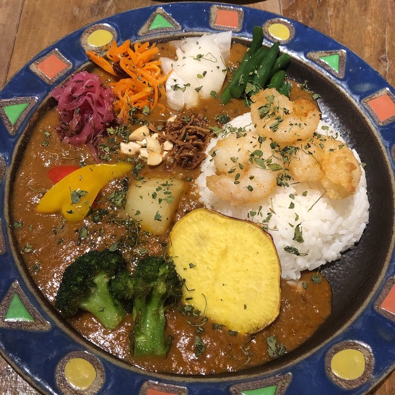 エビカレー(温泉卵・ブロッコリー トッピング)(Mikazuki curry SAMURAI. 下北沢店)