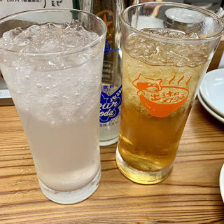 レモンサワーとほうじ茶ハイ(出汁のオアシス)