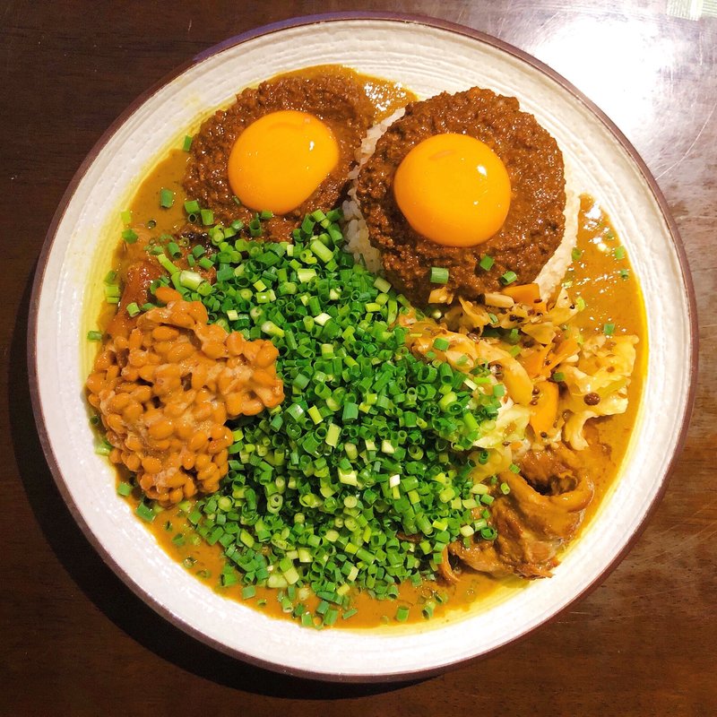 小・甘辛MIX・キーマW・豚・中華アチャール・ネギ増し・納豆(吉田カレー  )