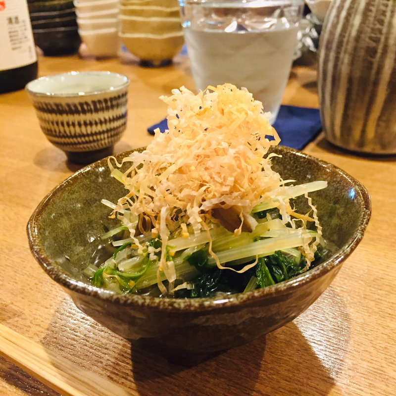 三葉と平茸のお浸し(〆蕎麦 ぼん)