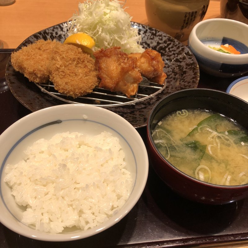 ヒレカツ、から揚げ定食(かつ丸 福島西バイパス店)