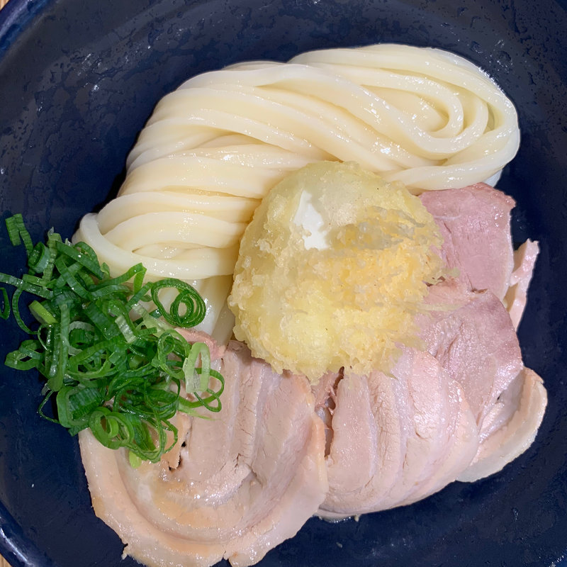 醤油+半熱たまご天+豚チャーシュー(慎)