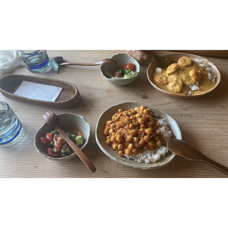 ひよこ豆のカレー　エビのカレー(カレーハウス木里吉里)