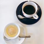 サービスドルチェ（トマトのジェラート）、ホットコーヒー(パスタファクトリーファーマーズ)