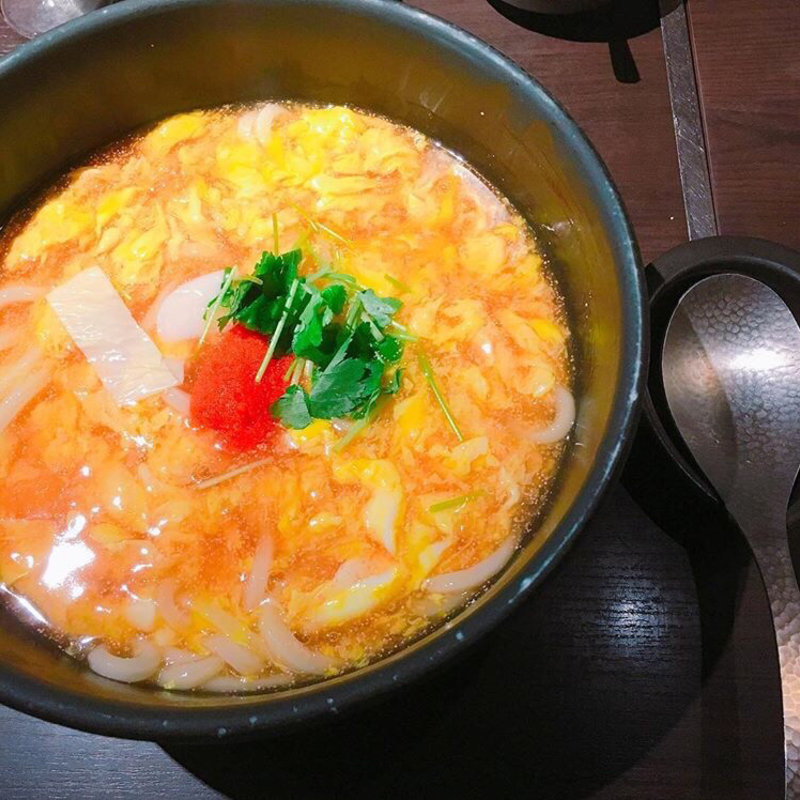 明太餡かけ玉子とじのおうどん(つるとんたん　六本木店)