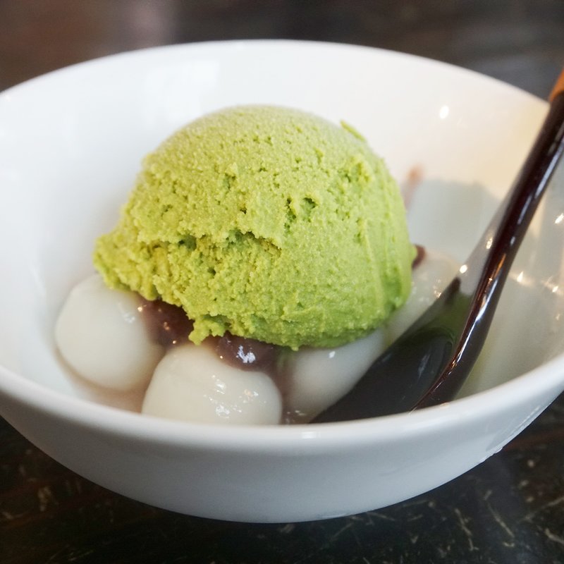 ミニ白玉クリーム抹茶アイス(八女茶カフェぶんぶく)